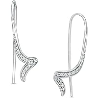 0.07 To 0.20 Cttw Diamond Threader Hanging Chain Earrings in 925 Sterling Silver (I-J/13) Bar Hanging Earrings Tasssel Earrings Drop Chain Earrings Teardrop Threader Chain Earrings