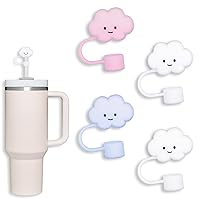 4 Pack for Stanley 30&40 Oz Tumbler, 10mm Cloud Shape Straw Covers Cap, Cute Silicone Cloud Straw Covers, Straw Protectors, Soft Silicone Cloud Shape Straw Lid for 10mm Straws (COCGVEL23)