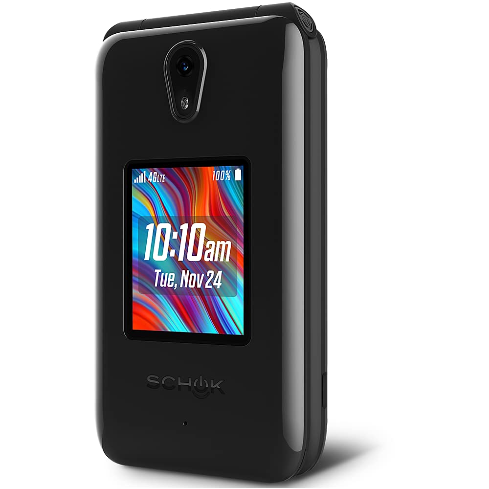 Boost Mobile Prepaid 4G LTE Schok Flip Phone (8GB) - Black - Carrier Locked to