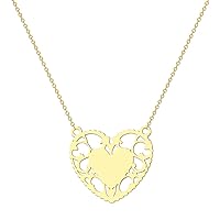 Chereda Stainless Steel Heart With Lace Charm Wedding Necklace For Women Love Heart Gold Jewelry Engagement Necklace Gift