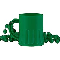 Unlit Green Mug Shot Glass on Bead Necklace for St Patricks Day