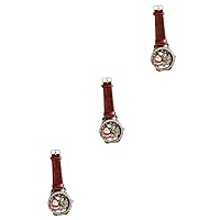 BESTOYARD 3pcs Santa Watch Diamond Wrist Watches Red Bracelets for Women Christmas Leather Watch Santa Cosplay Watches Plate Buckle Material: Stainless Steel Child Earth Tones