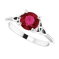 Round Cut 1 CT Trinity Ruby Engagement Rings 925 Silver/10K/14K/18K Solid Gold Celtic Knot Ruby Rings Irish Red Ruby Rings July Birthstone Ring 15 Anniversary Ring for Her