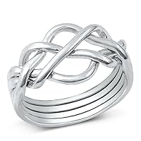 High Polished Puzzle Beautiful Ring New .925 Sterling Silver Band Sizes 6-12