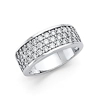 14k White Gold CZ Cubic Zirconia Simulated Diamond Wedding Band Ring Jewelry for Women - Ring Size Options: 5 7