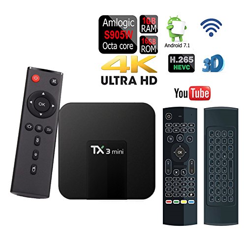 Apes Quad-Core TX3 Mini Android 7.1 Amlogic S905W 16GB Flash 1080p 4K 3D WiFi Google Play Smart TV Set Top Box+Air Mouse Backlit Wireless Keyboard ...