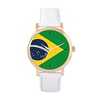 Brazil Flag Watch 38mm Case 3atm Water Resistant Custom Designed Quartz Movement Luxury Fashionable