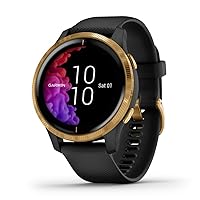 Garmin Venu GPS Smart Watch with Bright Touch Screen Display, Music Functions, Body Energy Monitoring, Animated Workouts, Pulse Oxide Sensor and More, Gold with Black Band