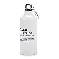 20oz Definition Gift Idea Art Human Resources Sports Water Bottle with Carabiner Leak Proof for Hiking Gym Survival, Players Gifts, Keep Drinks Hot & Cold, White