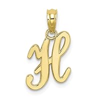 10k Gold H Script Letter Name Personalized Monogram Initial High Polish Charm Pendant Necklace Measures 19.75x10.2mm Wide Jewelry Gifts for Women