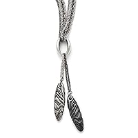 Titanium Textured Fancy Lobster Closure Ster.sil Black Ti Polished Etched Spear 4 Chain Necklace 18 Inch Jewelry for Women