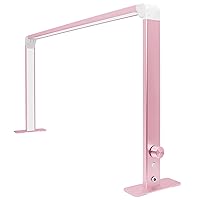 Half Moon Nail Desk Lamp, 31 inch Large LED Lash Nail Light, Foldable Tabletop Beauty Light, Adjustable Brightness, 3 Colors Dimming for Lash Extensions Skincare, Makeup, Spa, Eyebrows ( Color : Pink