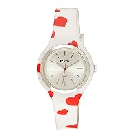 Ravel Women's Floral Quartz Watch with Patterned Silicone Strap