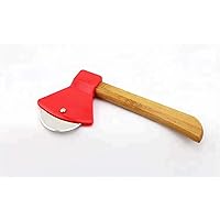 Axe Pizza Cutter with Bamboo Handle and Sharp Rotating Blade - Thacher's Nook