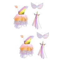 BESTOYARD 6 Pcs unicorn princess dress performance costume halloween unicorn costume rainbow unicorn dress unicorn tutu skirts Party skirt ball gown dresses Children Costume prom Cloth set