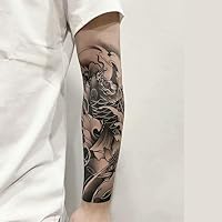 2 Pieces Of Temporary Tattoo Stickers Juice Plant Ink Waterproof Semi-Permanent And Long-Lasting For 2 Weeks Cannot Be Washed Off Non-Reflective Traditional Koi Fish Half-Arm Men