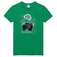 Black Bear Wilderness Moon Printed T-Shirt - Kelly-Green - 5XLT