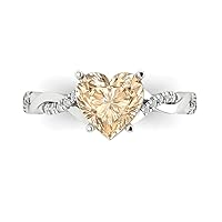 Clara Pucci 2.19ct Heart Cut Criss Cross Solitaire Halo Natural Morganite Engagement Promise Anniversary Bridal Ring 14k White Gold