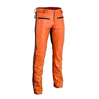Leather Orange Pant Plain Leather Real Leather Riding Breeches (34 inch / 86 cm)