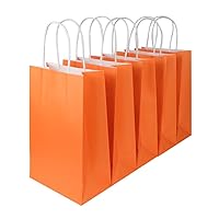 ottin Orange Party Favor Gift Bags 30 Pieces Kraft Paper Wrapped Treat Goodie Shopping Bags with Handle Bulk for Kid's Birthday Mother's Day Wedding Gift Sacks Takeout Retail Bags