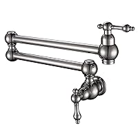 Faucets,Taps for Kitchen Pot Filler Wall Mounted, Brass Double Handle Cold Water Tap 360 Rotation, Kitchen Faucet Kitchen/Brown