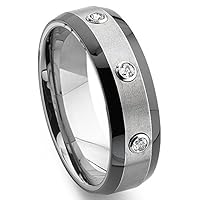Tungsten Diamond Two-Tone Wedding Band Ring