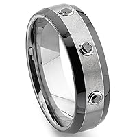 Tungsten Black Diamond Two-Tone Wedding Band Ring