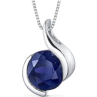 2.75 CT Round Cut Created Blue Sapphire Solitaire Bypass Pendant Neckalce 14K White Gold Over