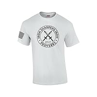 Iron Sharpens Iron Proverbs 27:17 Mens Christian American Flag Sleeve T-Shirt Graphic Tee