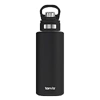 Tervis Powder Coated Stainless Steel Triple Walled Insulated Tumbler Travel Cup Keeps Drinks Cold, 32oz with Deluxe Spout Lid, Onyx Shadow