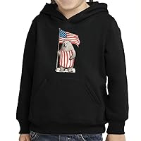 Patriotic Flag Toddler Pullover Hoodie - Funny Design Sponge Fleece Hoodie - Illustration Hoodie for Kids