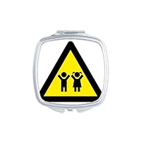 Warning Symbol Yellow Black Kids Triangle Mirror Portable Compact Pocket Makeup Double Sided Glass
