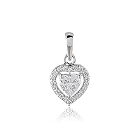 925 Sterling Silver Pendant for Women & Girls, Solitaire Heart Shape Natural Gemstones - Certificate of Authenticity Included
