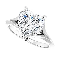 Moissanite Solitaire Ring, 14K White Gold, Heart-Shaped Center Stone, Promise/Engagement Ring Gift for Her