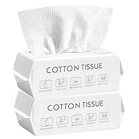 Disposable Face Towel, 100% Plant Cotton Fiber Biodegradable, Dry/Wet Use Facial Clean Washcloth Tissue Makeup Remover Cloth Pads Wipes for Sensitive Skin Cleaning,Travel (140 ct, 2 pack)