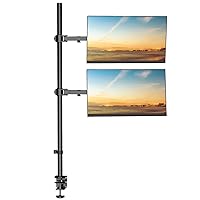 WALI Vertical Monitor Mount, Dual Monitor Mount Stand, Stacked Monitor Mount,Tall Monitor Desk Mount Up to 39 inch, Fully Adjustable Extended Arms Fits Two Screens up to 32 inch 22 lbs (M12XXL), Black