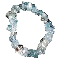 5-10mm Natural Gemstone Blue Topaz Nugget Chips shape Smooth cut beads 7.5 inch stretchable bracelet for men. | HS_Stbr_M_02301