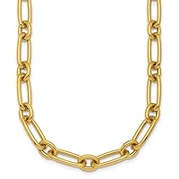 14k Yellow Gold Mixed Elongated Hollow Link Chain Necklace