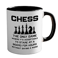 Chess 2Tone Black Mug 11oz - without saying a word - Chess Board Game Chess Pieces Chess Gifts Chess Club Chess Trainer Checkmate