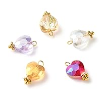 100 Pcs Electroplate Glass Beads Charms Faceted Crystal Charms Colorful Heart Dangle Charms for DIY Earring Necklace Bracelets Jewelry Making