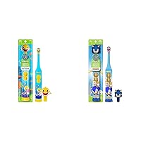 FIREFLY Baby Shark and Sonic The Hedgehog Toothbrushes with 3D Covers, Soft Bristles, Anti-Slip Handles, Battery Included, Ages 3+, 1 Count Each