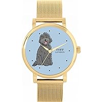 Grey Labradoodle Dog Mens Wrist Watch 42mm Case Custom Design