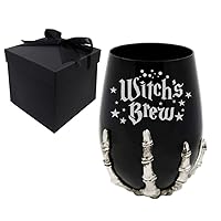 Halloween Witch, Witch's Brew Black Engraved Halloween Wine Glass, Halloween Gifts for Women