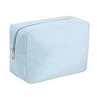 Large Preppy Stuff Makeup Bag Travel Toiletry Bag for Women Cosmetic Pouch in Water-resistant Nylon with Four Pockets (XL,Light Blue)