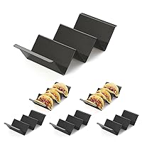 Black Taco Holder Stand,Set of 6 Stainless Steel Taco Tray,Stylish Taco Shell Holders,Rack Holds Up to 3 Tacos Each Keeping Shells Upright,Health Material Taco Rack by RTT -Oven,Grill Dishwasher Safe