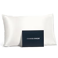 Fishers Finery 25mm 100% Pure Mulberry Silk Pillowcase, Good Housekeeping Winner (White, Standard)