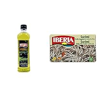 Iberia Extra Virgin Olive Oil & Sunflower Oil, 17 Fl Oz + Iberia Baby Eels in Olive Oil, 4 oz Surimi Style Angulas