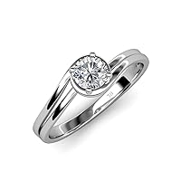 Natural Diamond Bypass Solitaire Engagement Ring (SI2-Clarity, G-Color) 0.63 ct 14K White Gold