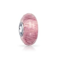 Bling Jewelry Murano Glass .925 Sterling Silver Core Translucent Rainbow Spotted Circles Glitter Foil Spacer Scroll Charm Bead Fits European Bracelet For Women Teen
