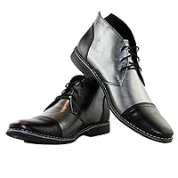 PeppeShoes Modello Gentigo - Handmade Italian Mens Color Silver Ankle Chukka Boots - Cowhide Smooth Leather - Lace-Up
